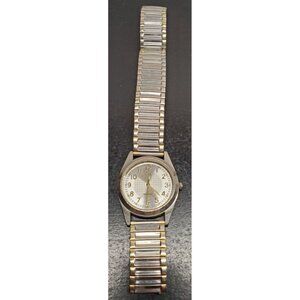 Vintage Stainless Stel Quartz watch With Stretch Band & Arabic Numerals-Untested